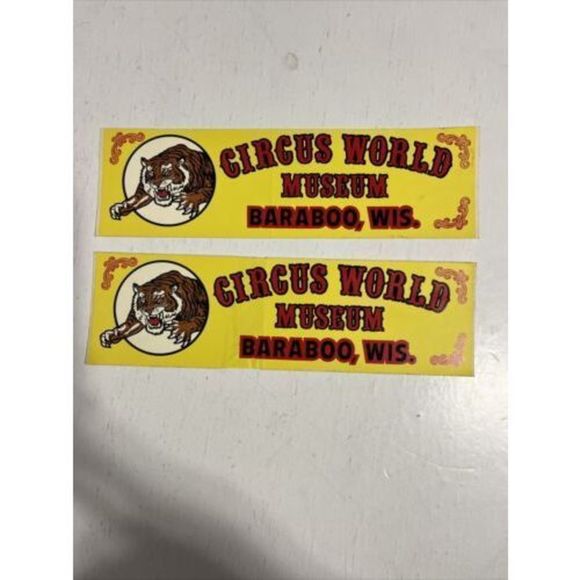 Two VTG Circus World Museum Bumper stickers Baraboo Wisconsin - Picture 1 of 2